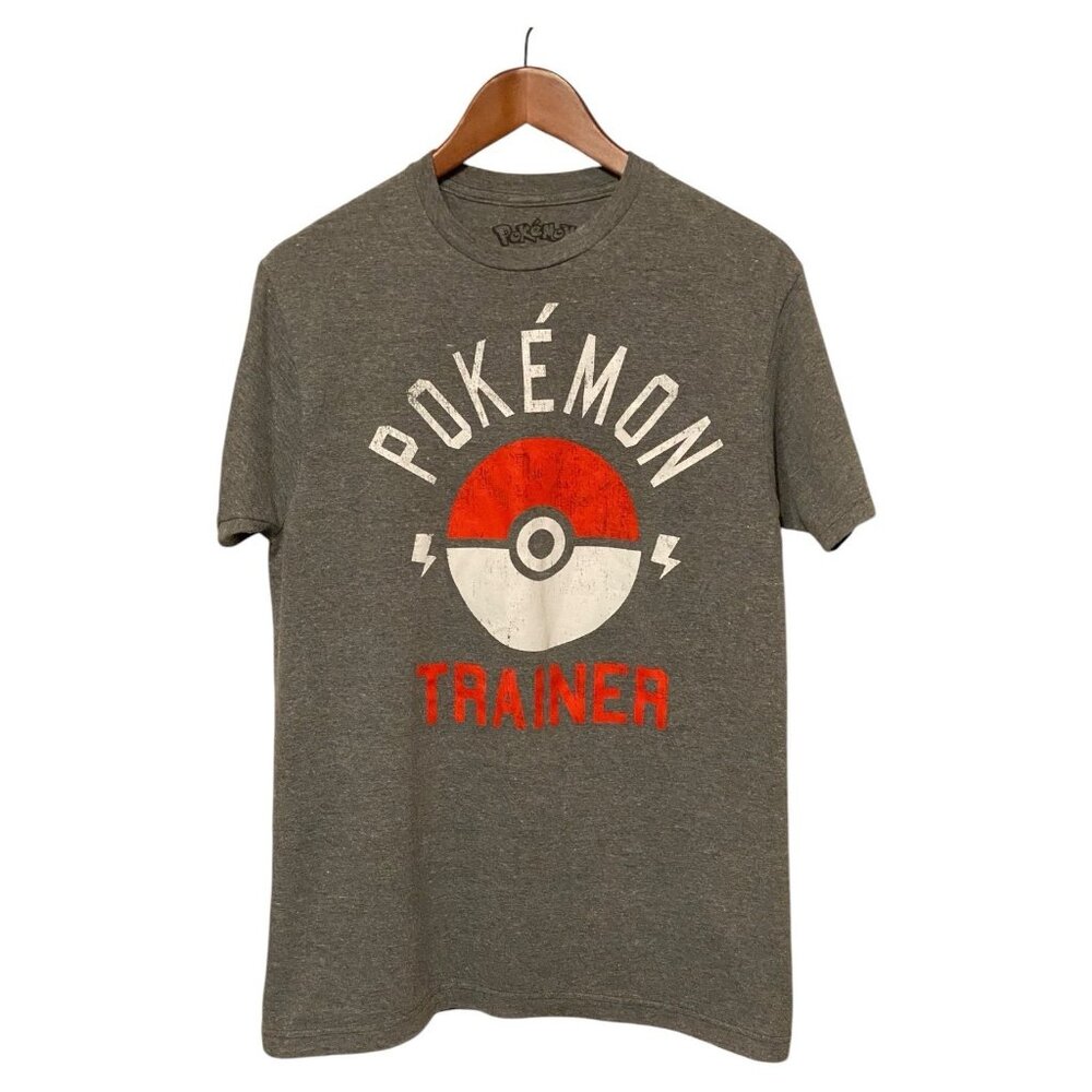Pokemon Trainer Gray S/S T-Shirt Men's Size M Graphic Tee Cotton Medium